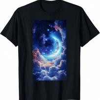 Compose Cosmic Scene Highlighting Moon Art T-Shirt S įvairiaspalvis