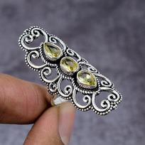 Natural Citrine Gemstone Handmade 925 Sterling Silver Gift Ring Size 8 T2c82