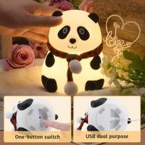 Įkraunama silikoninė LED lempa 7 spalvų Puiki - Panda naktinė lemputė vaikams black