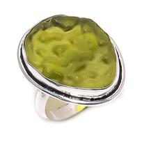 Moldavite Quartz Gemstone Handmade 925 Sterling Silver Jewelry Ring Size 7 u6l79