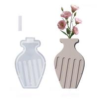 Striped Silicone Vase Molds for Flower Vase Epoxy Resin Silicone Molds Gypsum Silicone Molds for Vase Flower Arrangement