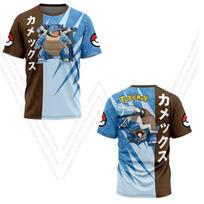 Blastoise Pokemon Anime Men's Cosplay Set Print Gym T-shirt Pocket Monster Exercise Breathable Shorts Quick Dry Sports Kids Suit XXS