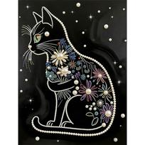 Handmade DIY Pearl Painting Black Cat Theme Bedroom Living Room Frameless Diy Handmade Sticky Diamond Creative Canvas Painting 30x40cm