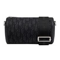 Dior Roller Oblique Embroidered Monogram Cylinder Messenger Bag Men bags Black 1ROPO061YKY-H00N Basic Set (Bag+Dust Bag)