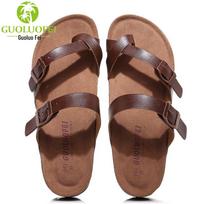 Women's Summer 2025 Flat Beach Toe Cover Flip-Flops - Soft Cork Outdoor Slippers 41 šviesiai ruda spalva