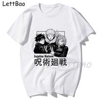 Harajuku Japanese Anime Jujutsu Kaisen Manga T Shirt Women Kawaii Cartoon Gojo Satoru Graphic Tees Unisex XL