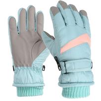 Winter Waterproof Insulated Gloves Windproof Cold Weather Thermal Gloves Adjustable Strap Durable Outdoor Gloves for Men and Women One Size mėlyna