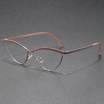 Women's Metal Cat Eye Glasses with Anti-Blue Light Lenses - Fashionable Frames, Prescription-Ready rožinė