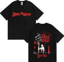 Avril Lavigne A Trendy Rapper Is on A Doublesided Printed 2026 Spring summer Pure Cotton Tshirt for Her Album Tour y2k ins S