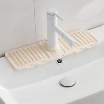 Multifunctional Silicone Sink Splash Proof Pad, Freely Trimmable Foldable Drainage Mat, Durable Inclined Water Guide Pad smėlis