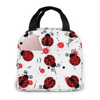 Love Bugs Red Ladybug Insulated Lunch Bag Lunch Box Containers for Women Men Shopping Office School Picnic 22x20x13CM smėlis