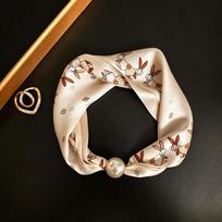 Light luxury high-grade magnetic buckle silk long silk scarf women's spring and summer thin neck protection scarf new versatile mulberry silk 15*48cm