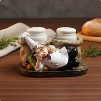 Resin Chef Figurine Spice Jars European Style Bottle Stand Great Gift Idea Kitchen