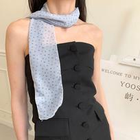 Matcha Forest Mint Green Silk Scarf Women's Spring and Summer Thin Atmosphere Korean Premium Sense Slender Strip Accessories Scarf 14-140