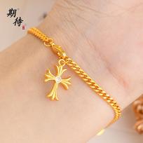 Luxury 24K 9999 Pure Gold real gold Vintage Cross Bracelet Men's and Women's Bracelet auksas