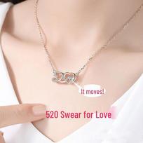 520 Beating Heart Necklace Pendant for Women - Valentine's Day Gift balto aukso spalvos