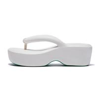 Women's Summer Platform Flip-Flops: Soft Sole Thong Sandals with Celebrity Style for Beach and Outdoor Wear 37 balta
