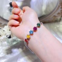 New Colorful Moissanite Snowflake Bracelet - Vibrant Fashion Jewelry with Color Retention, Cross-Border Bestseller
