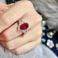 Ruby Gemstone Women's Adjustable Luxury Ring - Versatile High-End Design for Internet Celebrity Style Open Adjustable