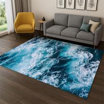Blue Sea Waves Scenery Carpet Rug for Bedroom Living Room Sofa Playroom Doormat Home Decor,Kid Game Area Rug Non-slip Gift 40x60cm