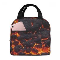 Magma Volcano Lava Fire Insulated Lunch Bag for Women Office Cooler Thermal Food Box Tote Portable Lunch Boxes Container One Size