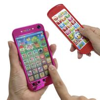 Talking Smartphone & Remote Control Set - Toy Smartphone, Remote Control, Lights Up, Talks, and Makes Sounds When You Press the Panel (Pink)