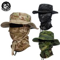 Musion Boonie Hat Balaclava Sun Protection Fishing Cap Breathable Wide Brim Foldable Outdoor Hunting Hat tamsiai mėlyna spalva