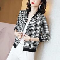 Women's Summer Chiffon Sunscreen Jacket - Lightweight Plaid Print, Slimming Bodycon Fit, Long Sleeve 5X Large black