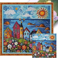 House Printed Cross Stitch Kit 40x40cm DIY 14CT Embroidery Craft Set Home Decor