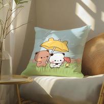 Popular Lovely Cartoon Bubu  Dudu Cute 2 Cushion Cover Silky elegant Comfort Sofa Bed Invisible zipper Beach pillowcase 30X30cm