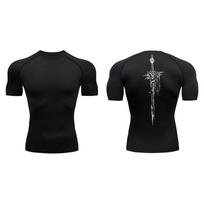 Men's Compression Shirt Graphic Print Quick Dry Gym Running Fitness Baselayer Workout Top S