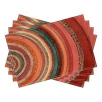 4 vnt. Boho Mandalos padėkliukai, sluoksniuoti žemės spalvų apskritimai su tribaliniais kraštais, plaunami staltiesės padėkliukai kasdieniam ar kultūriniam valgymui 4PCS brown