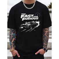 Men's The Fast and Furious Movie Graphic T-Shirt - Bold Racing Car Design Tee, Soft Stretch Knit Fabric for Everyday & Themed Events - Casual S juoda