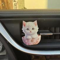 1pc Car Air Freshener Outlet Vent Perfume Clips Cute Cat Dog Acrylic 2D Fragrance Diffuser Decor Set Car Interior Decoration