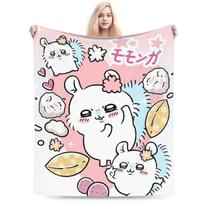 Chiikawa Catoon Flannel Blankets Lovely Funny Throw Blankets for Bed Sofa Couch 125*100cm Bedspread 75x90cm