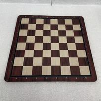 Chess game Faux Wood Grain Rubber Mat Board Travel for Beginners, Students,