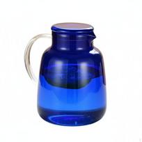 Blue Glass Pitcher with Lid Easy to Clean Sturdy Water Carafe for Families,
