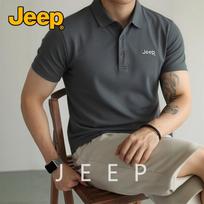 JEEP Men's Summer Quick-Dry Polo Shirt 4XL tamsiai pilka spalva