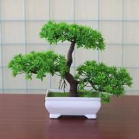 Elegant Bonsai Simulation Artificial Plants Beautifully Styled For Home Wedding Party Decor Army Green