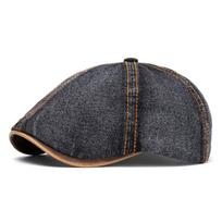 Spring & Autumn Washed Denim Newsboy Beret: Unisex British Retro Flat Cap & Casual Painter's Hat Adjustable