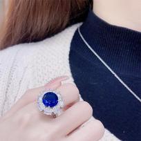 Luxurious Blue Sapphire Jewelry Set: Ring, Earrings, Necklace - Elegant & Versatile Women's Accessory blue