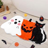 Halloween Bath Mat Rug-Pumpkin Black Cat Ghost Bathroom Mat Trp Backing Non Slip Absorbent Machine Washable Shower Rug Foot Mat juoda