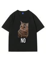 Talking Cat Pattern T-Shirt Wounisex's Fashion T-Shirt Casual Short Sleeve T-Shirt Wounisex's StreetWear S įvairiaspalvis