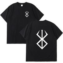 Didelių dydžių S-5XL unisex marškinėliai su Berserk logotipu, japoniško gatvės stiliaus, anime, cosplay, medvilniniai marškinėliai, unisex, vasariniai, medvilniniai, trumpomis rankovėmis, unisex L black