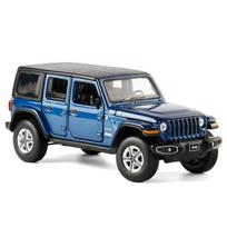 1/32 Jeep Wrangler Sahara Diecast Toy Car Model SUV Miniature Free Wheels Doors Openable Sound Light Collection Gift for Boy Kid mėlyna