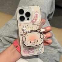 Single Layer Ear Pink Cat for IPhone16pomax for Apple 15pr Mobile Phone Case 14 New Style 13 Cartoon 12 For  Apple 16E