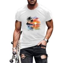 Men's Tropical Graphic T Shirt Palm Tree Sunset Print Crew Neck Casual Short Sleeve Soft Casual Tee for Men S balta