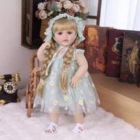 KEIUMI 22 Inch Reborn Baby Doll Full Silicone Vinyl Lifelike Gold Long Hair Girl like Princess Toy for Children Gift 22 inch about 55cm