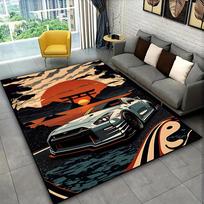 Sports Car Area Rug, Machine Washable Anti Slip, Comfortable Mat, Perfect for Living Room Bedroom Kitchen, Stylish Floor Decor 50x80cm