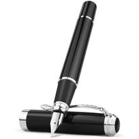 0.38Mm Extra Fine Nib Fountain Pen, Black Metal Calligraphy Writing Gift Pen